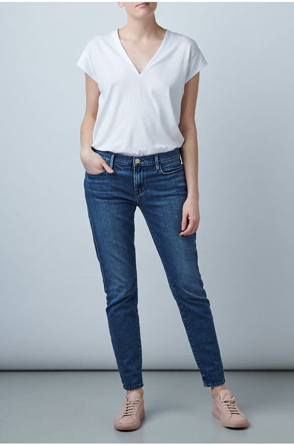 le mid rise v t-shirt in blanc