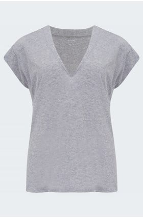 Le Mid Rise V T-Shirt in Gris Heather