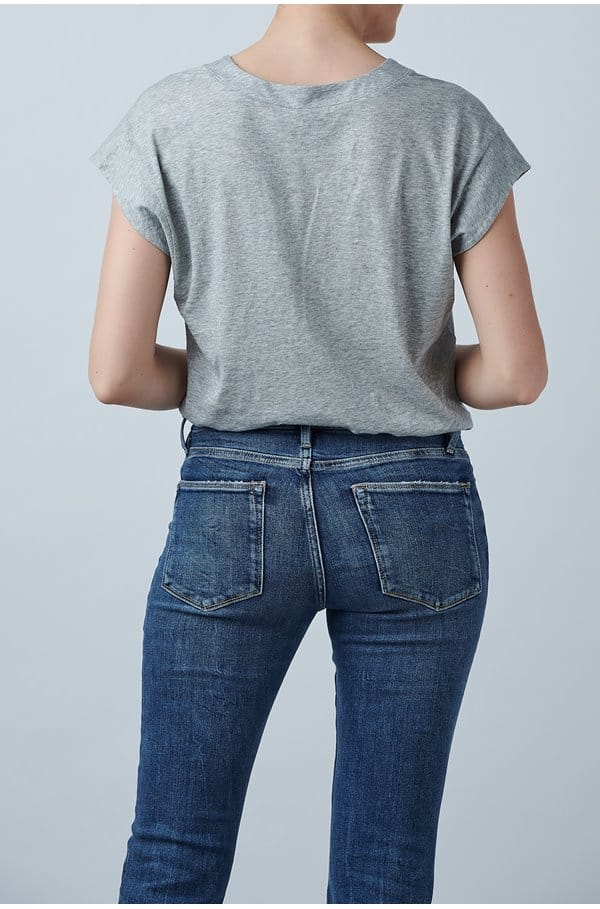 le mid rise v t-shirt in gris heather
