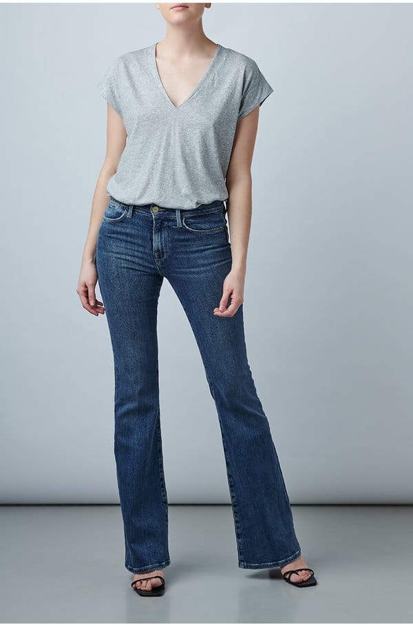 le mid rise v t-shirt in gris heather