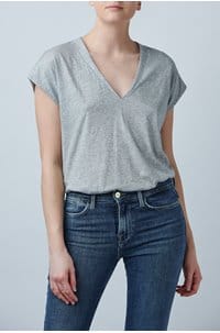 le mid rise v t-shirt in gris heather