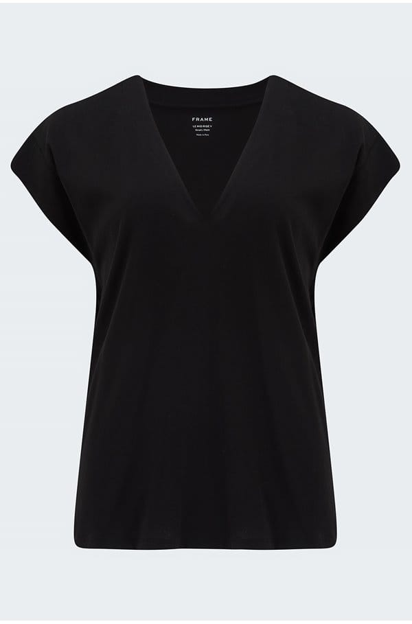 le mid rise v t-shirt in noir