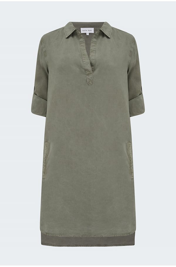 a-line shirt dress in soft army