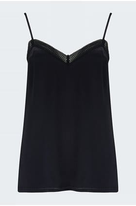 silk charmeuse cami in night with black 