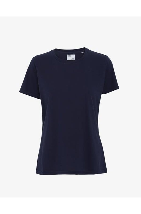 organic tee shirt in navy blue