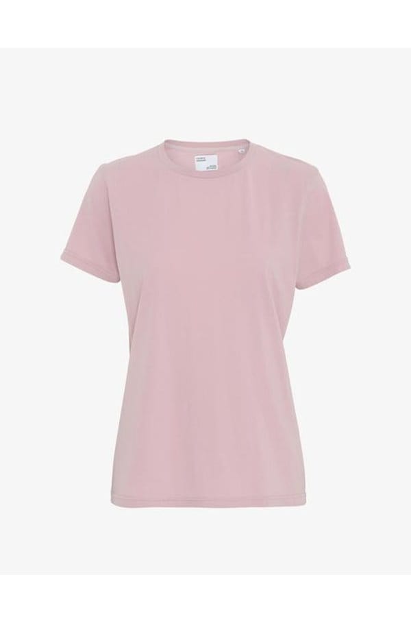 organic tee shirt in faded pink
