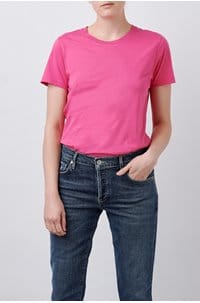 organic tee shirt in bubblegum pink