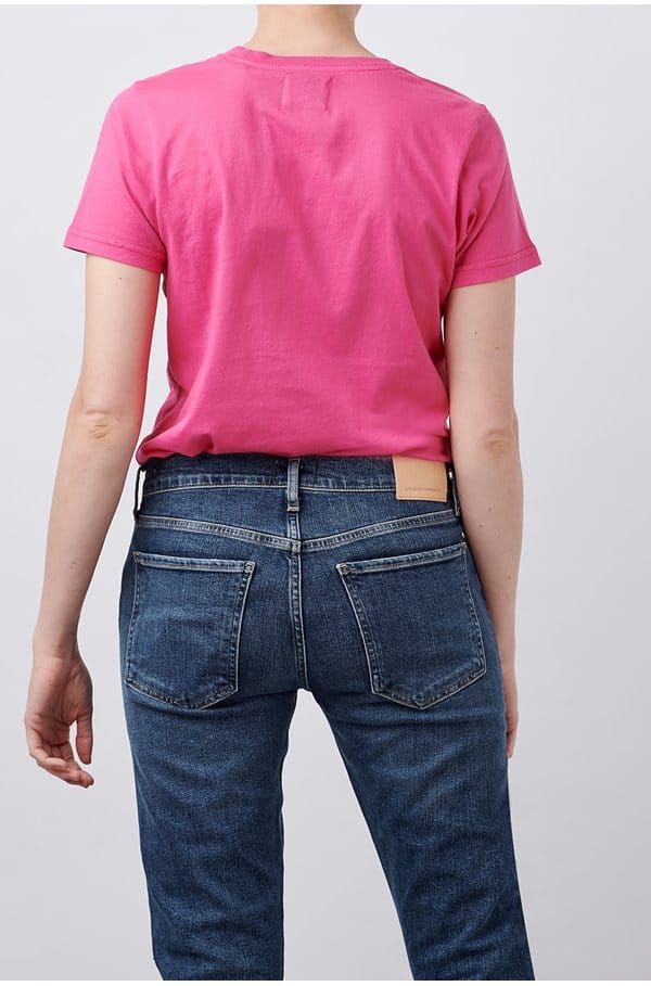 organic tee shirt in bubblegum pink