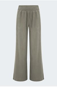 smocked waist wide leg pant in soft army