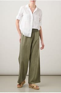 smocked waist wide leg pant in soft army