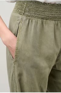 smocked waist wide leg pant in soft army