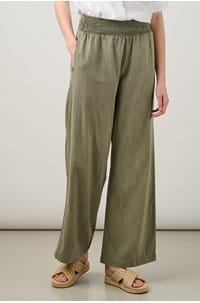 smocked waist wide leg pant in soft army