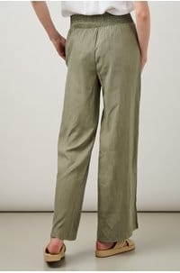 smocked waist wide leg pant in soft army