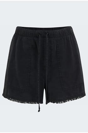 Frayed Hem Pocket Short in Black