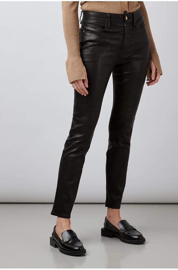 le sylvie straight jean in noir leather