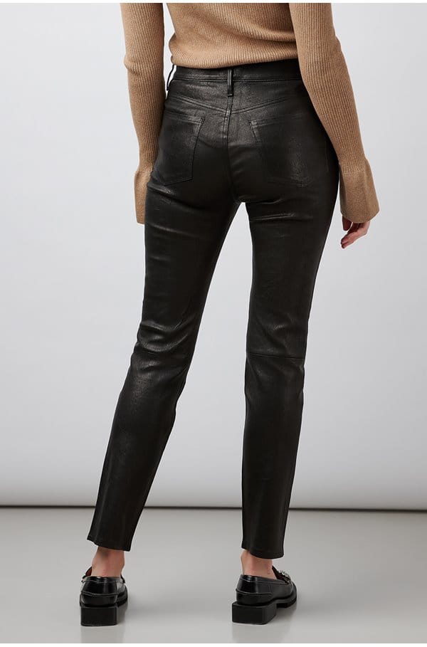 le sylvie straight jean in noir leather