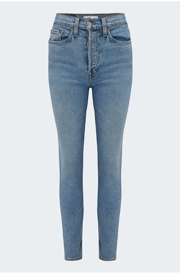 90's straight high rise ankle crop jean in mid 70's