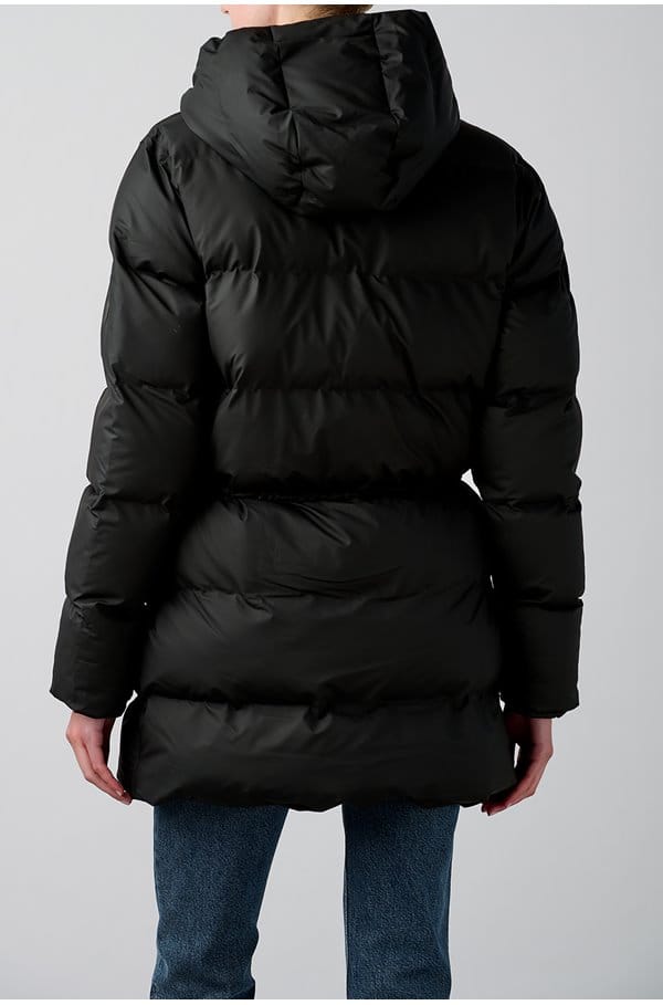 puffer jacket tie waist