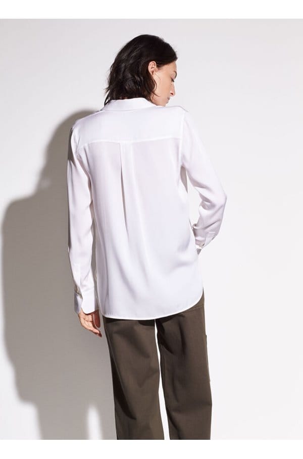 slim fitted blouse in optic white