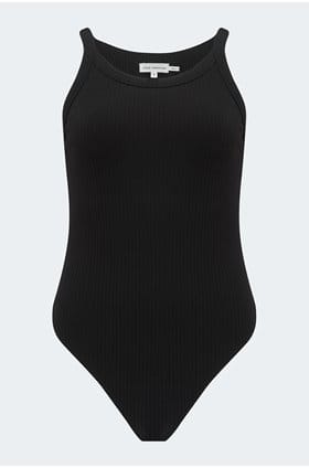 chunky rib tank top in black