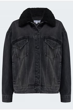 oversized trucker jacket in black