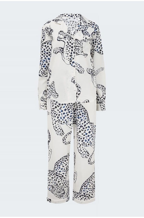 jaguar print pyjamas in cream
