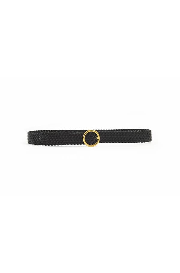 round buckle woven belt in black