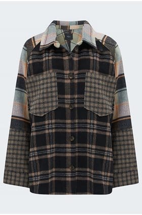 ridley jacket in mint mixed plaid
