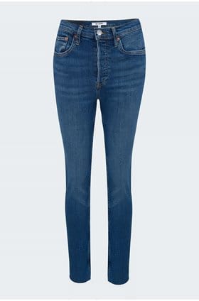 90's straight high rise ankle crop in french blue
