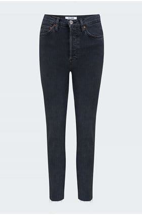 90's straight high rise ankle crop in stoned noir