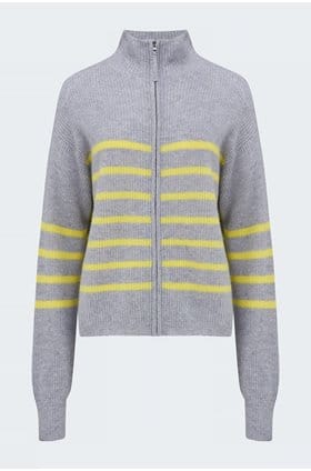 emorie zipper jacket in light heather grey and lemongrass