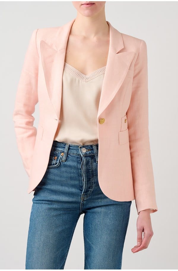 duchess linen blazer in ballet pink