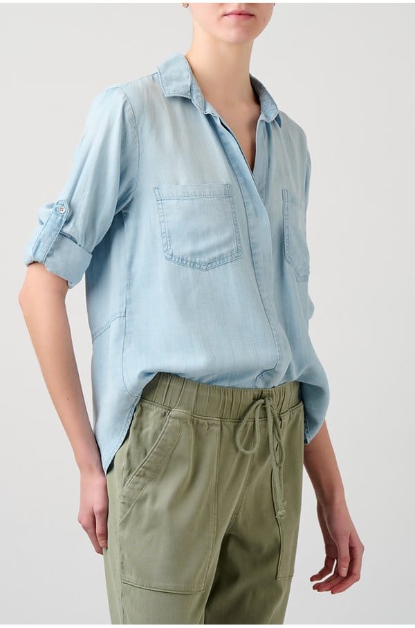 split back button down shirt in sunbleached