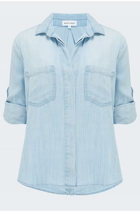 Split Back Button Down Shirt in Sunbleached