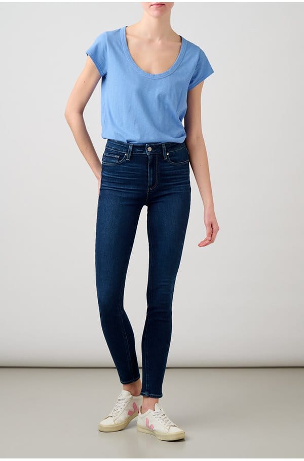 katie scoop neck tee in cornflour blue 