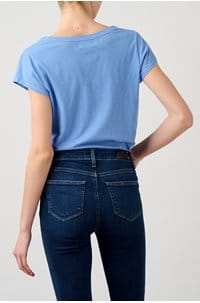 katie scoop neck tee in cornflour blue 