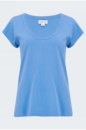 Katie Scoop Neck Tee in Cornflour Blue 