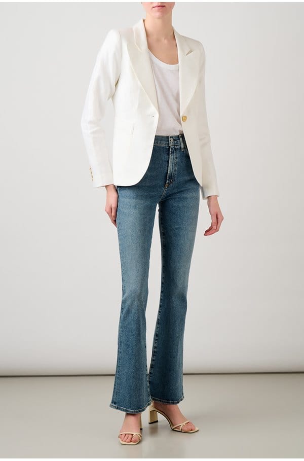duchess linen blazer in white