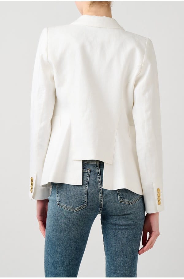 duchess linen blazer in white