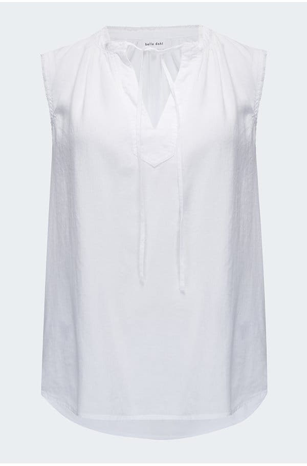 frayed edge pullover in white