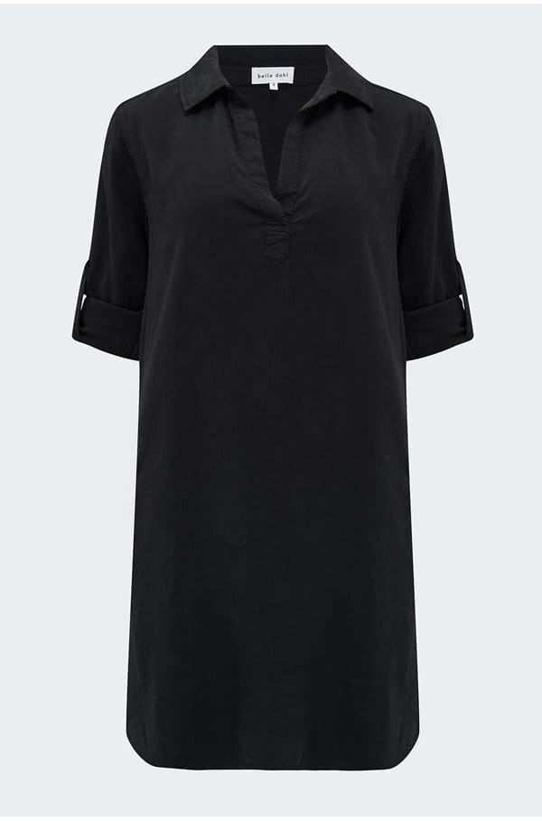 a-line shirt dress in black