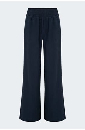 Smocked Waist Wide Leg Trouser in Endless Sea