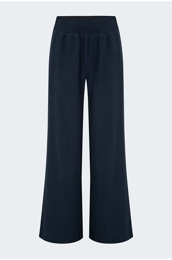 smocked waist wide leg trouser in endless sea