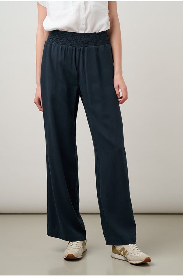 smocked waist wide leg trouser in endless sea