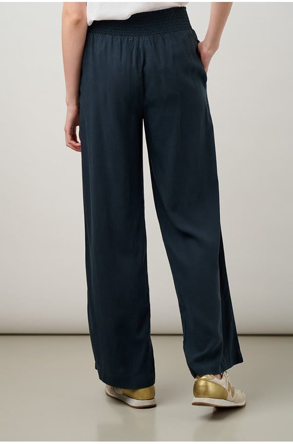 smocked waist wide leg trouser in endless sea