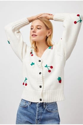 esther cardigan in ivory fruits