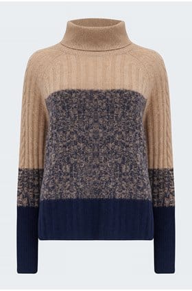 zella sweater in vicuna/navy