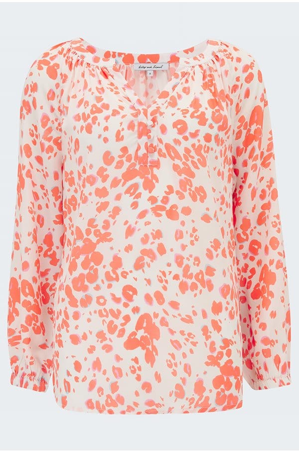 leonie blouse in coral water animal