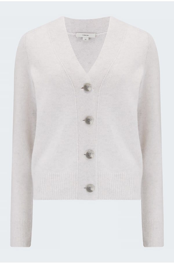 shrunken button cardigan in heather white