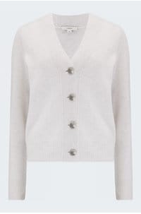 shrunken button cardigan in heather white